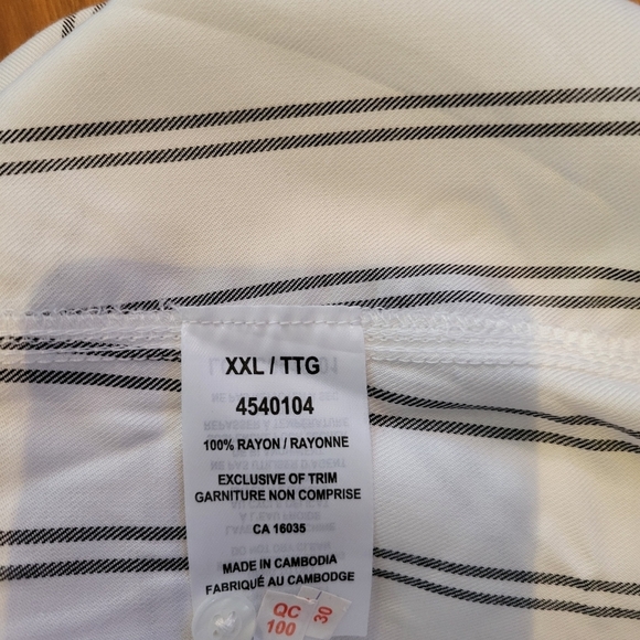 Tahari Button Up Dress Shirt White With Grey Piping XXL - Picture 3 of 11